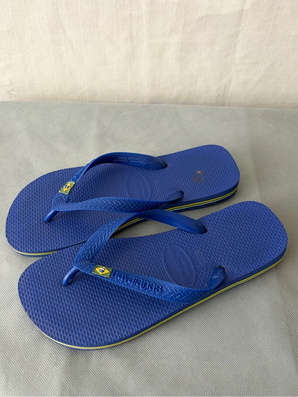 Havaianas Brasil Men’s Size 7-8 Blue Flip Flops Excellent Condition(B174)